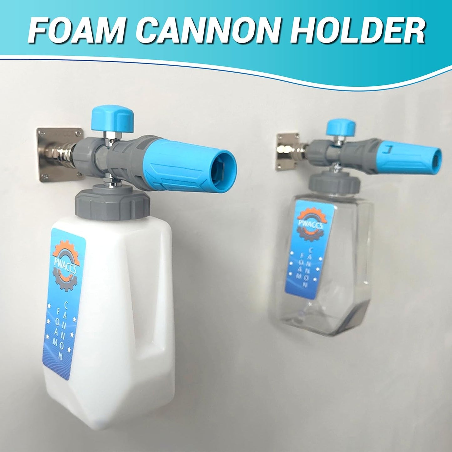 PWACCS Pressure Washer Foam Cannon Holder, 1/4" Quick Connect Automatic Foam Cannon Mount, Stainless Steel Pressure Washer Nozzle Tip Holder, Pressure Washer Accessories Storage Rack 2 Pack