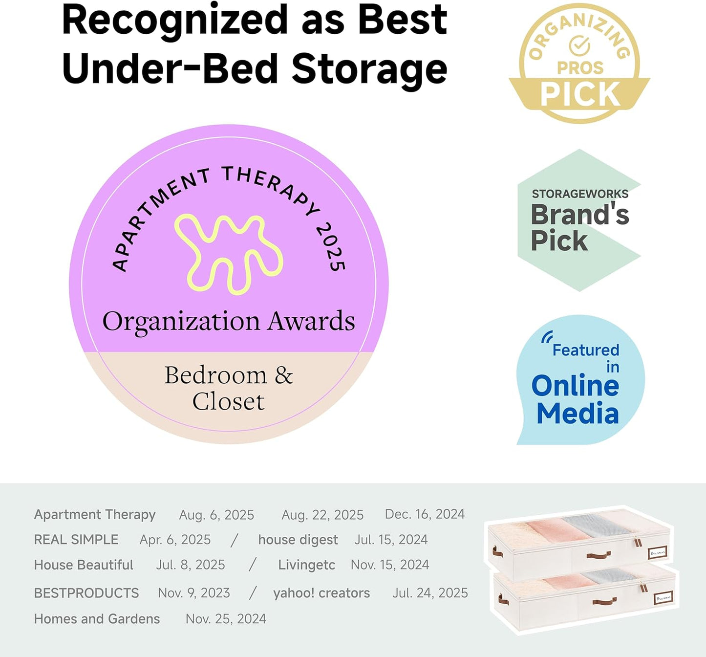 StorageWorks Under Bed Storage Containers with Handles and Label Holder, 2 Pack Ultra-thick Fabric Underbed Bins, Closet Organizer for Clothes, Blankets, Sweater