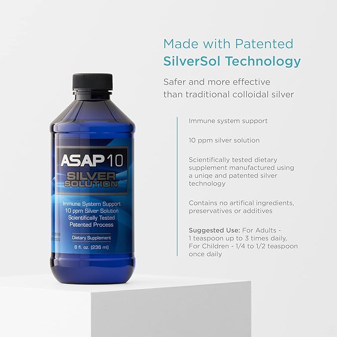 American Biotech Labs - ASAP 10 Silver Solution - Immune System Support, 10 Ppm Colloidal Silver Liquid Silver Solution Daily Immune Support Supplement with Silversol Technology - 8fl Oz