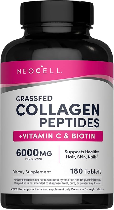 NeoCell Super Collagen With Vitamin C and Biotin, Skin, Hair and Nails Supplement, Includes Antioxidants, Tablet, 180 Count, 1 Bottle