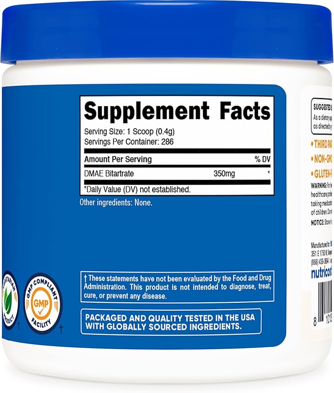 Nutricost Pure DMAE-Bitartrate Powder 100G (3 Bottles)