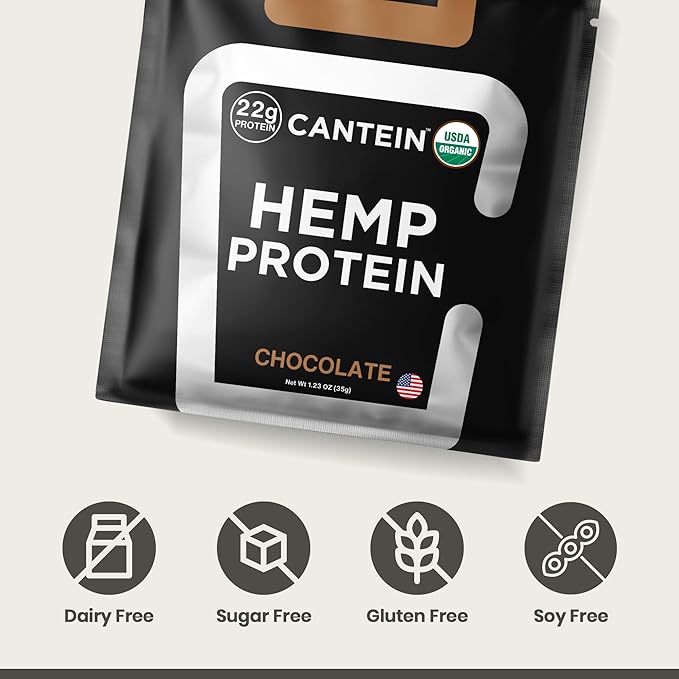 Organic Hemp Protein Powder, Plant Based and Vegan Protein Shake, Lactose and Dairy Free, Gluten Free, Clean and Natural- Chocolate (1 Serving)