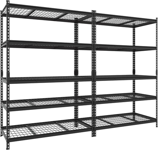FLEXIMOUNTS Garage Shelving, Heavy Duty Shelving 2000 lbs, 5-Tier Garage Storage Shelves,Industrial Shelves for Heavy Tools and Equipment, 48" W x 24" D x 72" H, 2 Pack