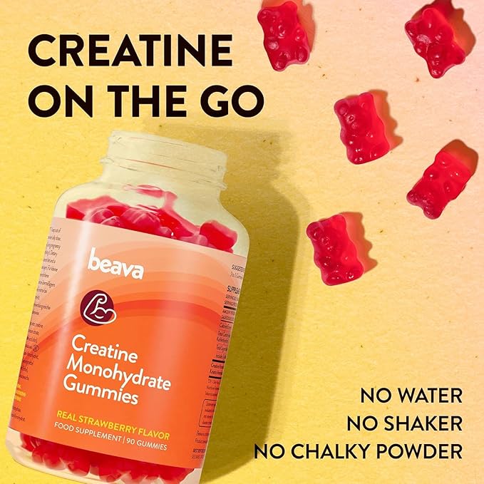 Creatine Monohydrate Gummies - Strawberry Flavored Creatine Monohydrate Gummies for Women & Men - Boosts Focus, Strength, and Muscle Gains - No Bloating, Vegan, Gluten Free- 270 Count - 3 Pack