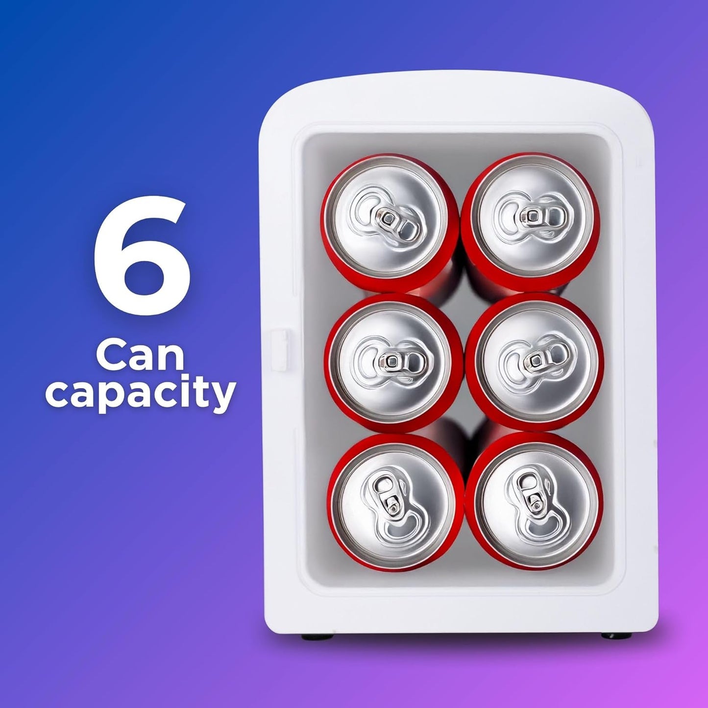 Coca-Cola 4L / 6-Can Mini Fridge with Multi-Color LED Light – Portable Thermoelectric 12V DC/110V AC Quiet Cooler/Warmer for Bedroom, Office, Car & Gaming Room – Mini Refrigerator for Drinks Skincare
