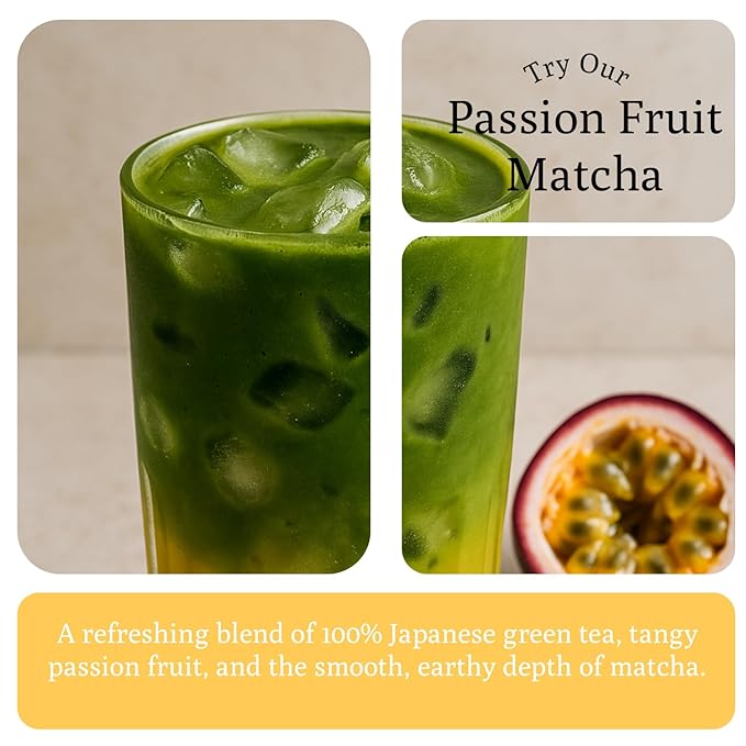 Ancient Roots Passion Fruit Matcha Mix – Organic Green Tea Powder for Lattes, Smoothies, & Baking Matcha Powder, Antioxident 100% Natural, Vegan, Gluten-Free (3.5 OZ, Passion Fruit)