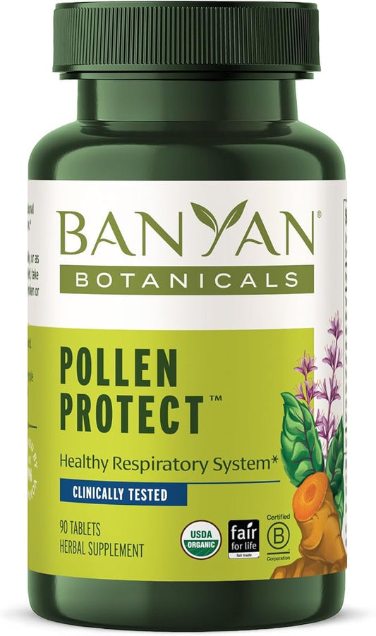 Banyan Botanicals Pollen Protect – Clinically Tested Organic Ayurvedic Supplement – Supports a Healthy Respiratory Response to Seasonal Irritants* – 90 Tablets – Non-GMO Sustainably Sourced Vegan
