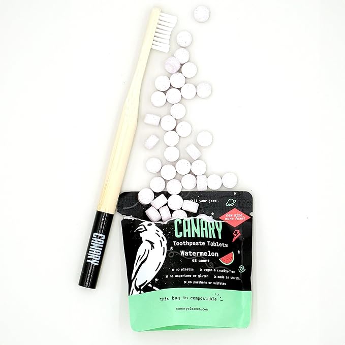 Canary Nano Hydroxyapatite Toothpaste Tablets Watermelon- Remineralizing, Fluoride Free, All Natural Tabs with Xylitol - Great for Kids, Plastic Free - 189 Count
