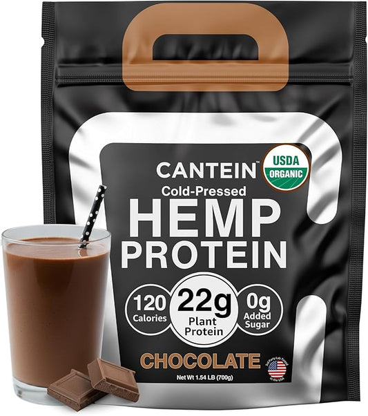 Organic Hemp Protein Powder, Plant Based and Vegan Protein Shake, Lactose and Dairy Free, Gluten Free, Clean and Natural- Chocolate (20 Servings)