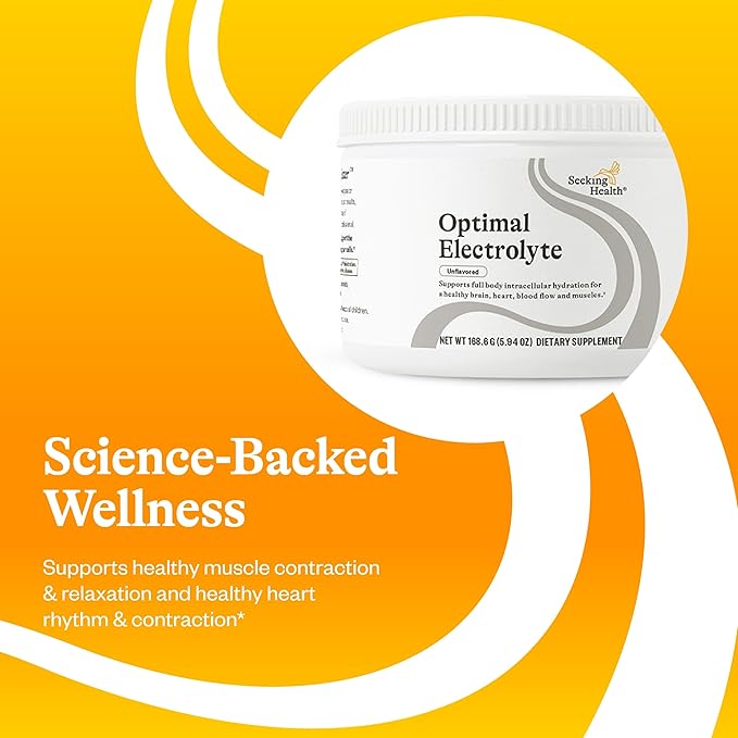 Seeking Health Optimal Electrolyte Powder, Unflavored, Healthy Energy and Endurance Support, Promotes Hydration and Healthy Muscles, Vegan and Vegetarian (30 Servings)*