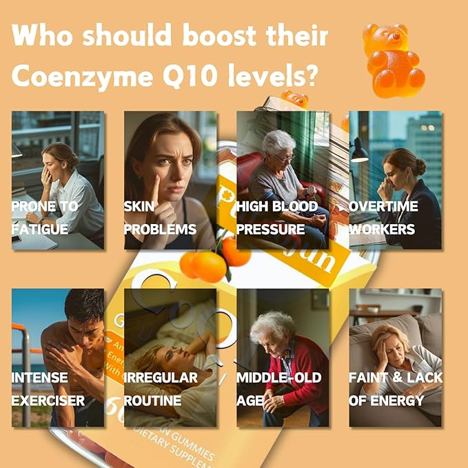 coq10 Gummies | coq10 Gummies for Adults | Orange Flavor | Sugar Free Coenzyme Q10 Vitamins Muscle & Bone Energy | Ultra High Absorption, Cellular Energy, Antioxidant (120 Count (Pack of 2))