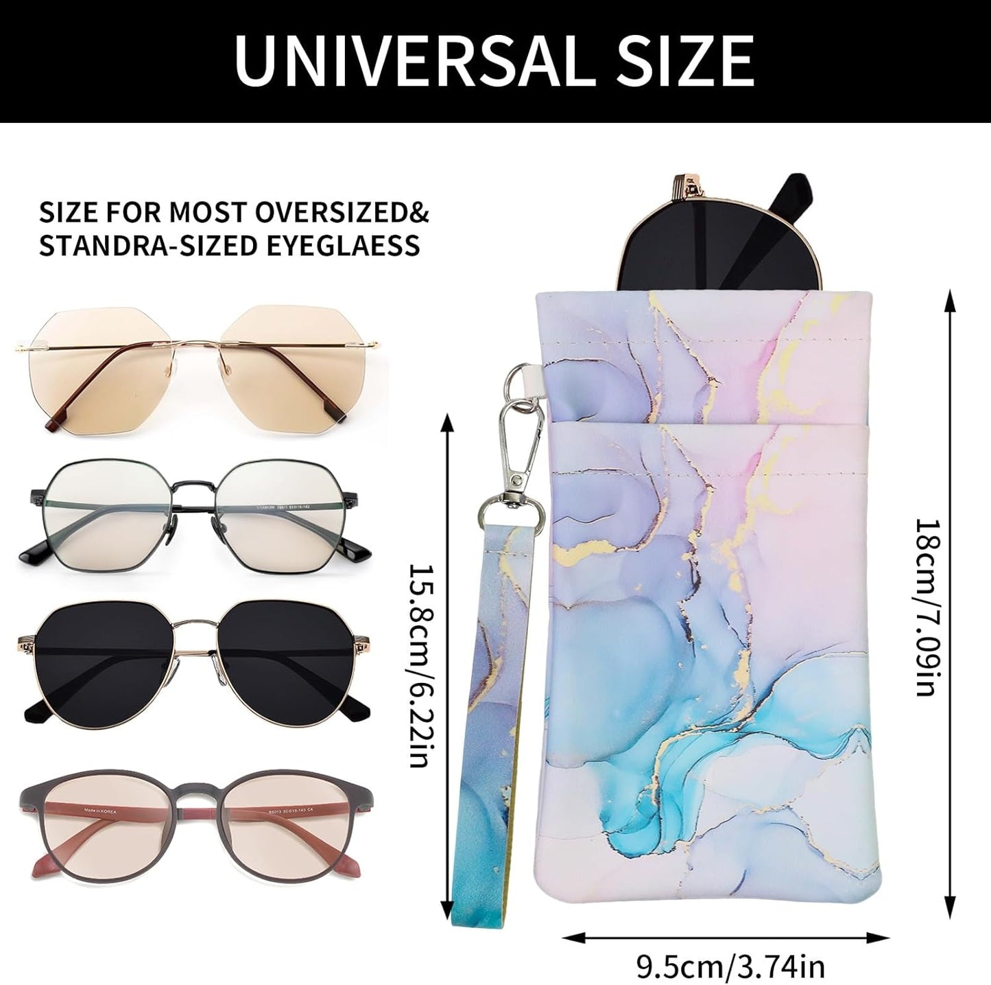 Double Eyeglass Case Soft Dual Glasses Case for Women Men Travel Squeeze Top Sunglasses Cases Eyeglasses Pouch