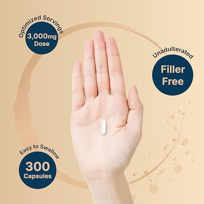 Creatine Monohydrate Capsules 3,000mg Per Serving, 300 Count | Micronized, Unflavored Creatine Pills | Pre-Workout & Muscle Strength Support | Easy to Swallow, Filler-Free | 50 Servings