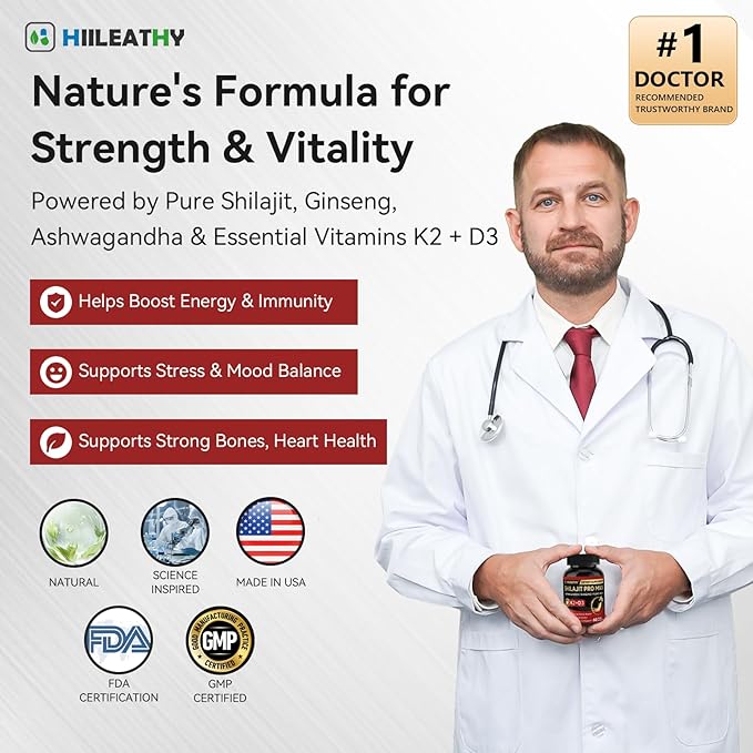 Shilajit for Men Women, Shilajit w/Vitamin D3 K2, Shilajits for Men w/Fulvic Acid Ashwagandha Ginseng Root, Shilajits for Extra Power Stamina Immune Support, Non-GMO Made in US 60 Capsules