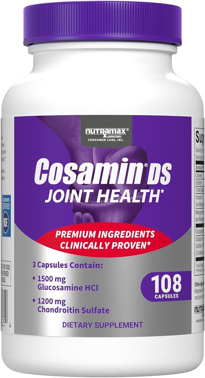 Nutramax Laboratories Cosamin® DS Joint Health Supplement with Glucosamine & Chondroitin for Men’s & Women's Joint Health, 108 Capsules