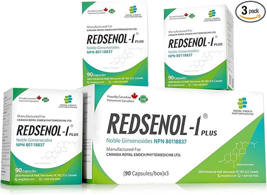 REDSENOL-1 Plus Highly Concentrated Ginseng Extract-Proprietary Formula with 20% Rare Noble Ginsenosides (Rg3, Rg5, Rh2 Supplement)-More Potent Than Traditional Red Ginseng Supplement-3 Boxes