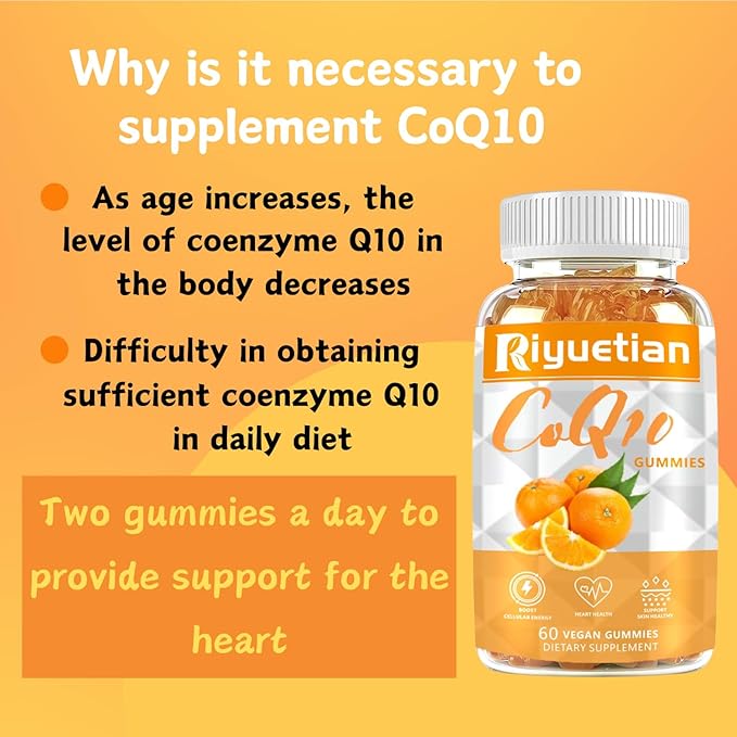 Extra Strength ubiquinol Coq10 Supplements for Women & Men - 3X Better Absorption Coenzyme Q10 Supplements for Heart Health - Orange Flavored -Cellular Energy & Antioxidant - Vegan - 2 Pack