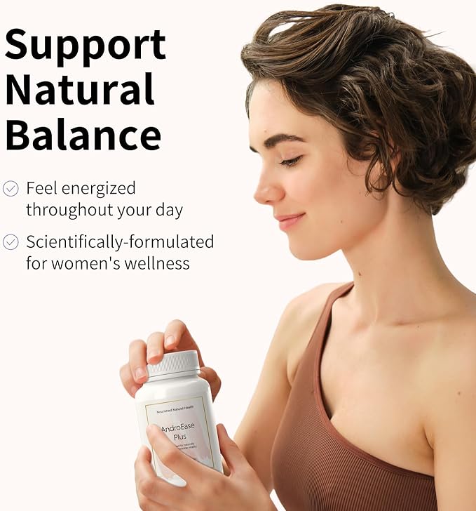 Nourished AndroEase Plus - Natural Balance Supplement for Women - Vegan Formula with Zinc & Saw Palmetto -360 Capsules for Daily Wellness & Vitality - Made in USA