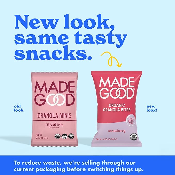 MadeGood Strawberry Granola Bites, 28 Count, Gluten Free and Organic Snacks