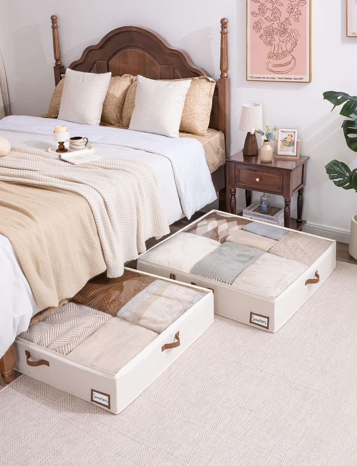 StorageWorks Underbed Storage Box, Under Bed Clothes Organizer With Sturdy Structure and Ultra Thick Fabric, 33" L x 31" W x 6 ¾ "H, 2 pack