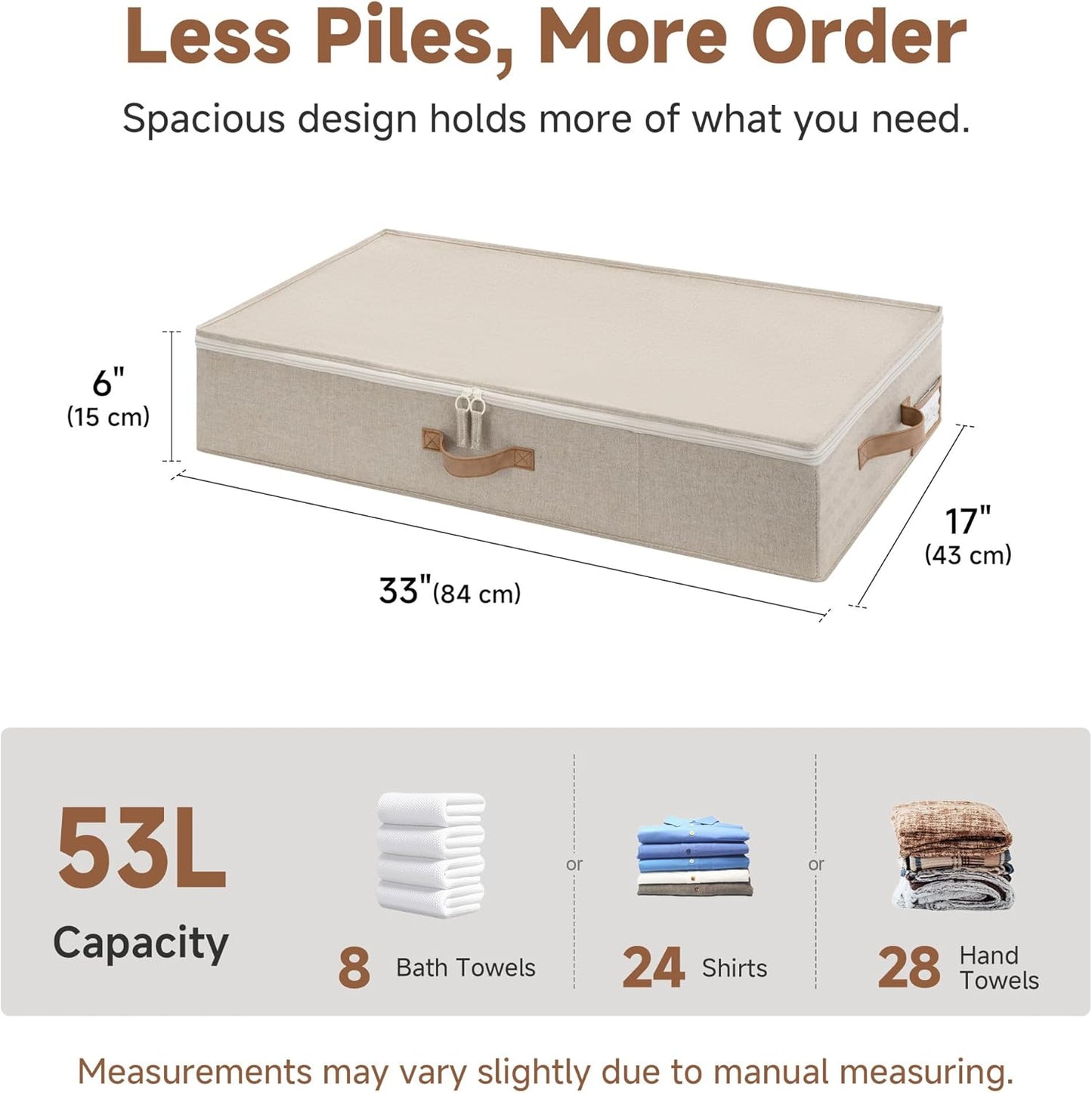 StorageWorks Underbed Storage with Lid, 2-Pack Under Bed Storage Containers for Clothes, Bedding, and Sweaters, Taupe