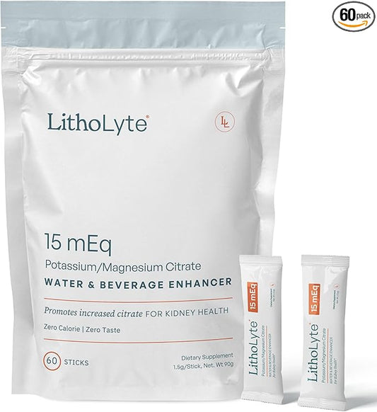 Kidney Health 15 mEq | Water & Beverage Enhancer for Kidney Health | Developed by Urologists | 60 Sticks
