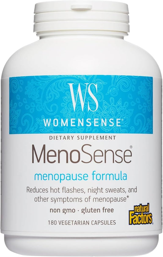 Natural Factors WomenSense MenoSense, Natural Supplement to Help Improve Menopause Symptoms, Vegan, Non-GMO, 180 Capsules