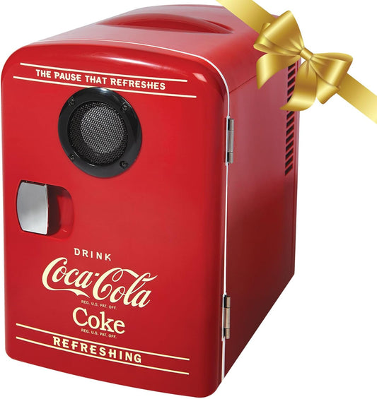 Koolatron Mini Fridge Bluetooth - Portable Small Cooler for Bedroom Office Makeup Compact Beverage Chiller for Drink Soda Wine Use In Car Dorm Patio 6 Can