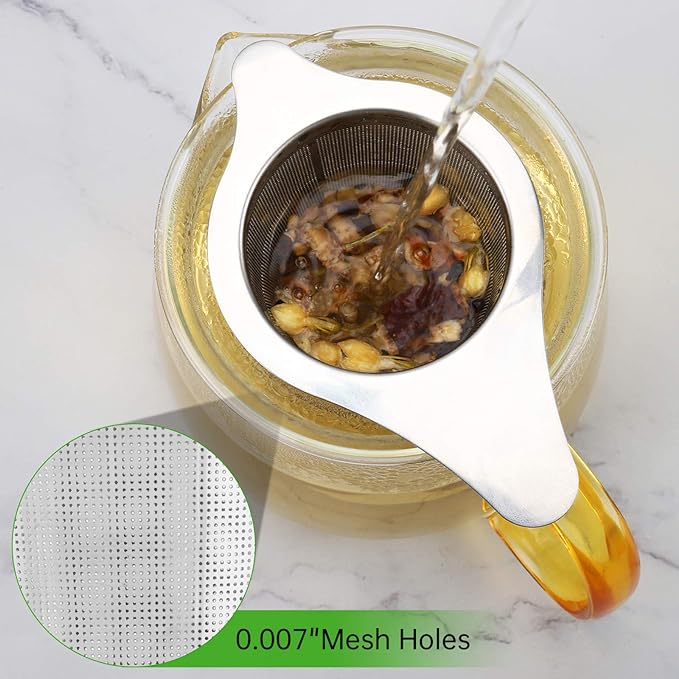 Tea Infuser Basket Stainless Steel Tea Strainer Tea Filter With Small Strainer And Lid Tea Diffuser For Loose Leaf Tea Superior Brewing Experience (One pack silver)