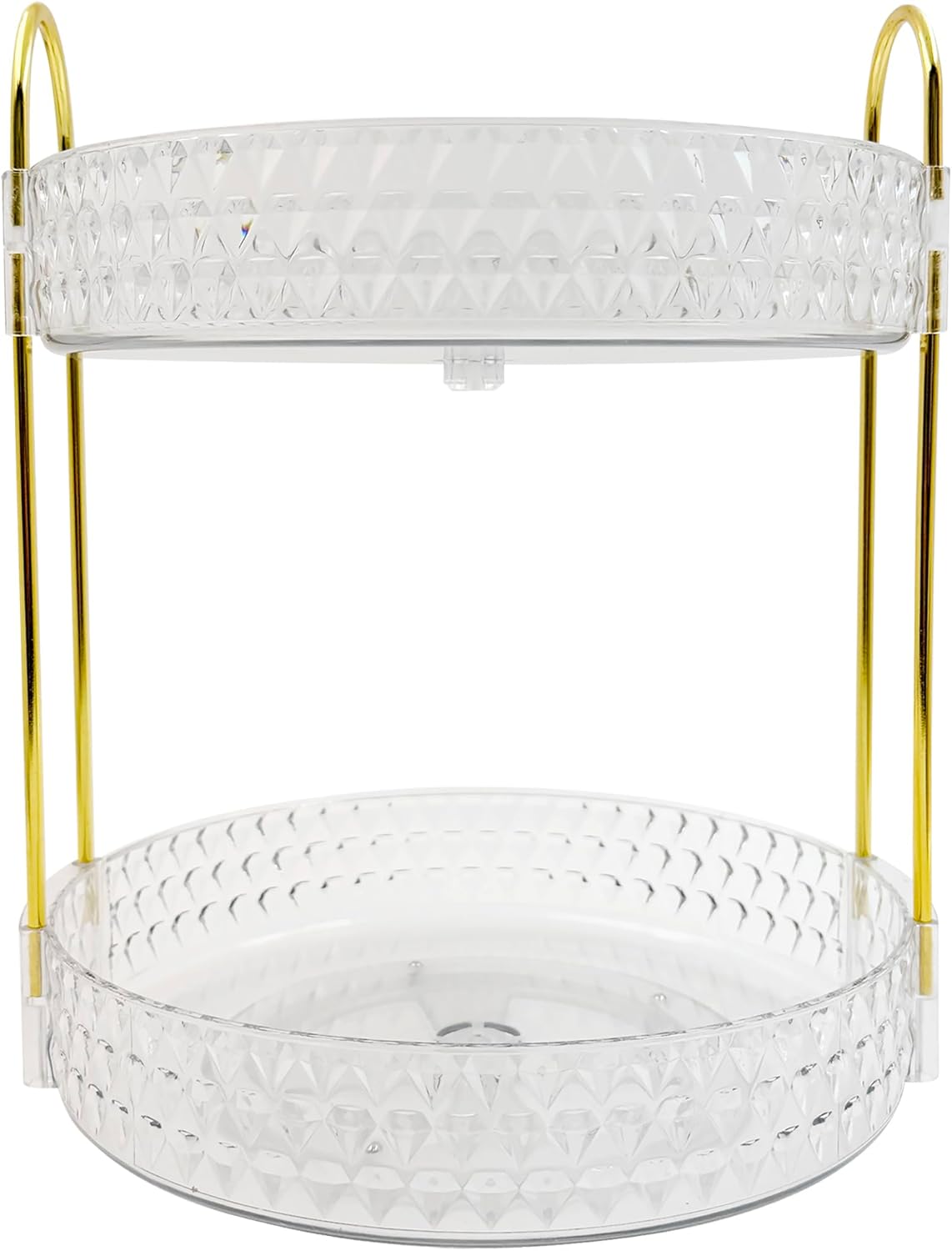 Double Layered Glass Tray with Golden Handles, Circular Decorative Storage Rack, Cosmetics, Dining Table, Bathroom, Bedroom, attic, Outdoor Small Items are Easy to find