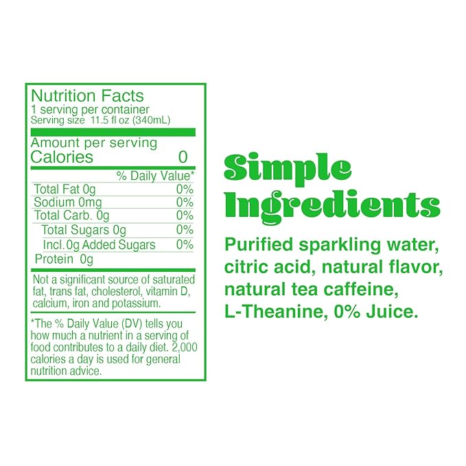 PHOCUS Caffeinated Sparkling Water, Crisp Apple, 75mg Natural Caffeine Plus L-Theanine, Zero Sugar, Zero Calories, No Artificial Sweeteners, 11.5 fl oz Cans (Pack of 12)