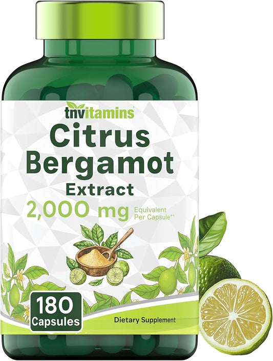 Citrus Bergamot 2000mg - 180 Capsules | Ultra Potent Citrus Bergamot Supplement 2000 mg Per 1 Capsule Serving | 6 Month Supply! | Non-GMO | Made in The USA!