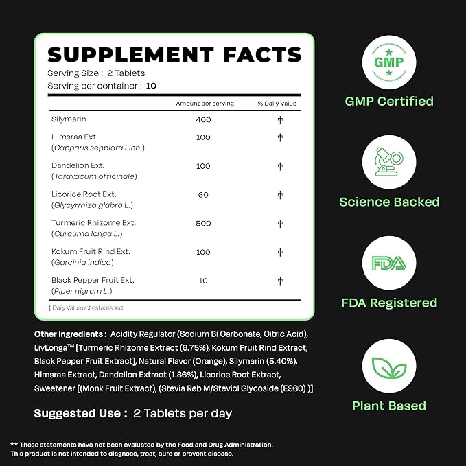Auric Herbal Liver Support Supplement | Milk Thistle (Silymarin), Turmeric, Garlic, Ginger for Liver Health Advanced Detox & Cleansing Formula for Active Liver | 240 Tablets | Plant Based Gluten-Free