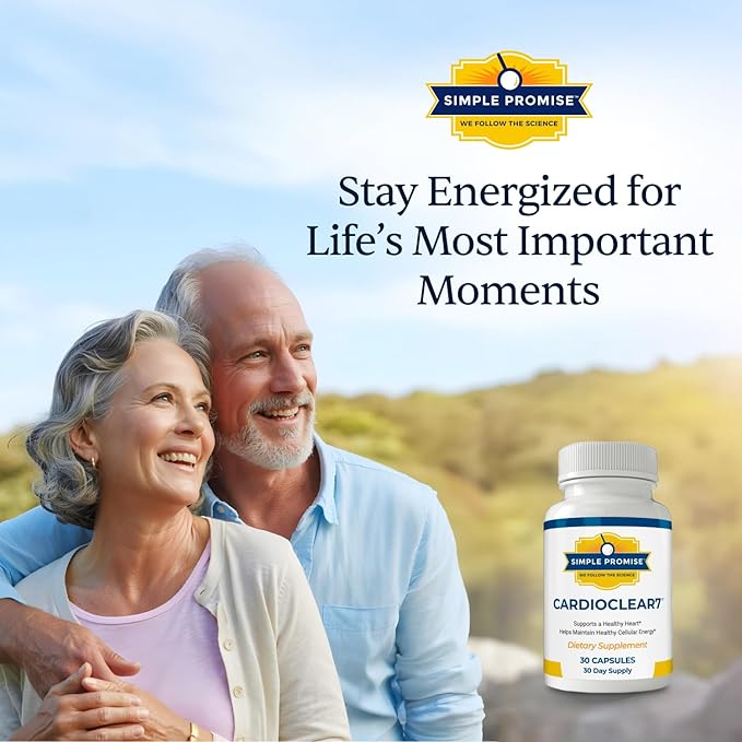 CardioClear7 - Coenzyme Q10 (CoQ10) and PQQ Heart Health Supplement with Shilajit - Supports Circulation, Cellular Energy & Daily Vitality for Cardiovascular Health - 30 Capsules