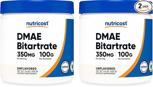 Nutricost Pure DMAE-Bitartrate Powder 100G (2 Bottles)