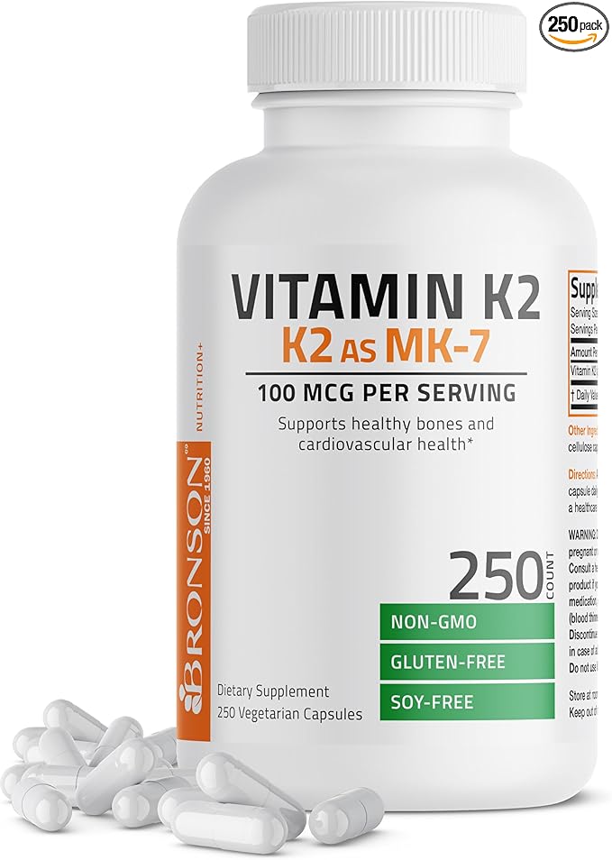 Bronson Vitamin K2 as MK-7 Menaquinone 100 mcg Non-GMO, 250 Capsules