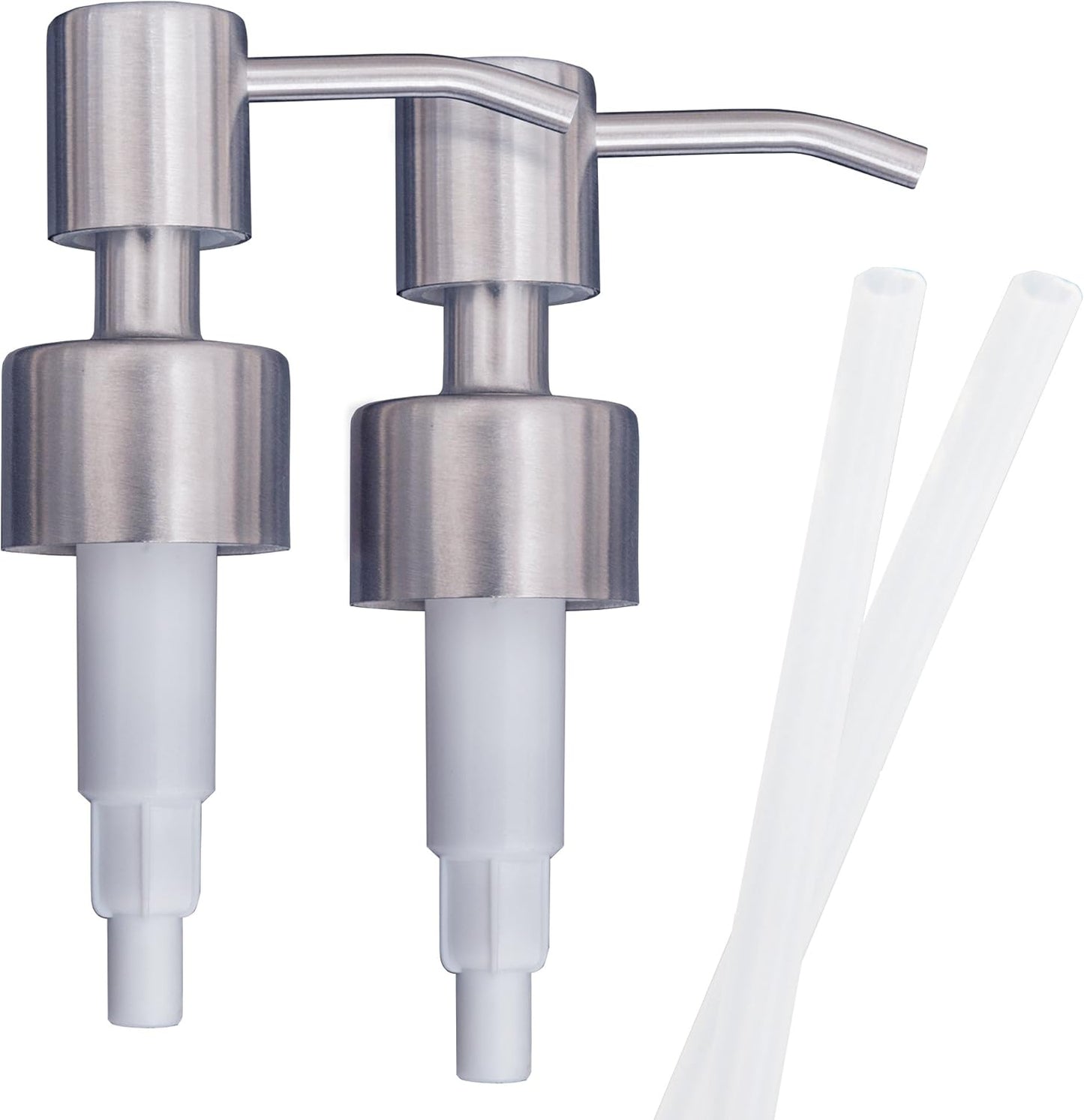 Stainless Steel Soap & Lotion Dispenser Pumps, Brushed Nickel Replacement (2 Pack)