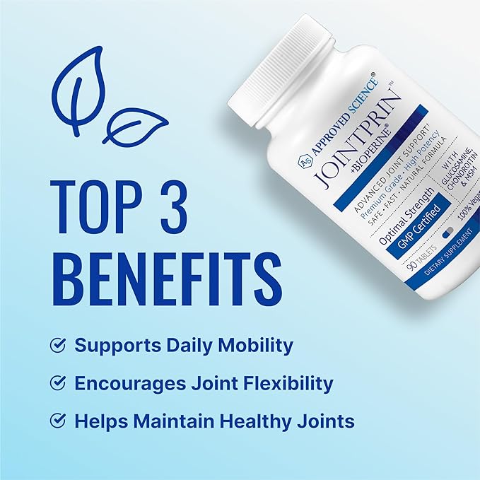 Approved Science Jointprin - Joint Support Supplement - Glucosamine, MSM, Chondroitin, Turmeric, Boswellia, BioPerine - 1 Month Supply