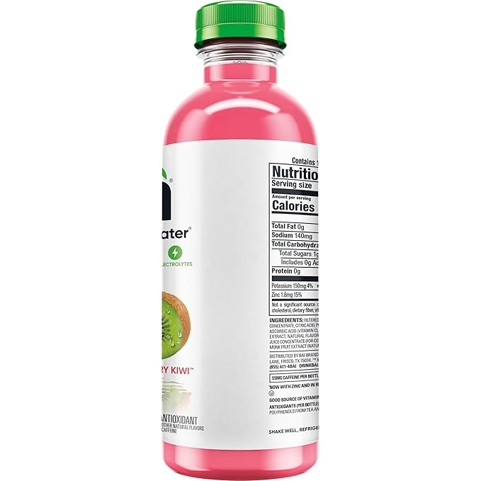 Bai Antioxidant Infused Water Beverage, Kupang Strawberry Kiwi, with Vitamin C and No Artificial Sweeteners, 18 Fluid Ounce Bottle, 12 Pack