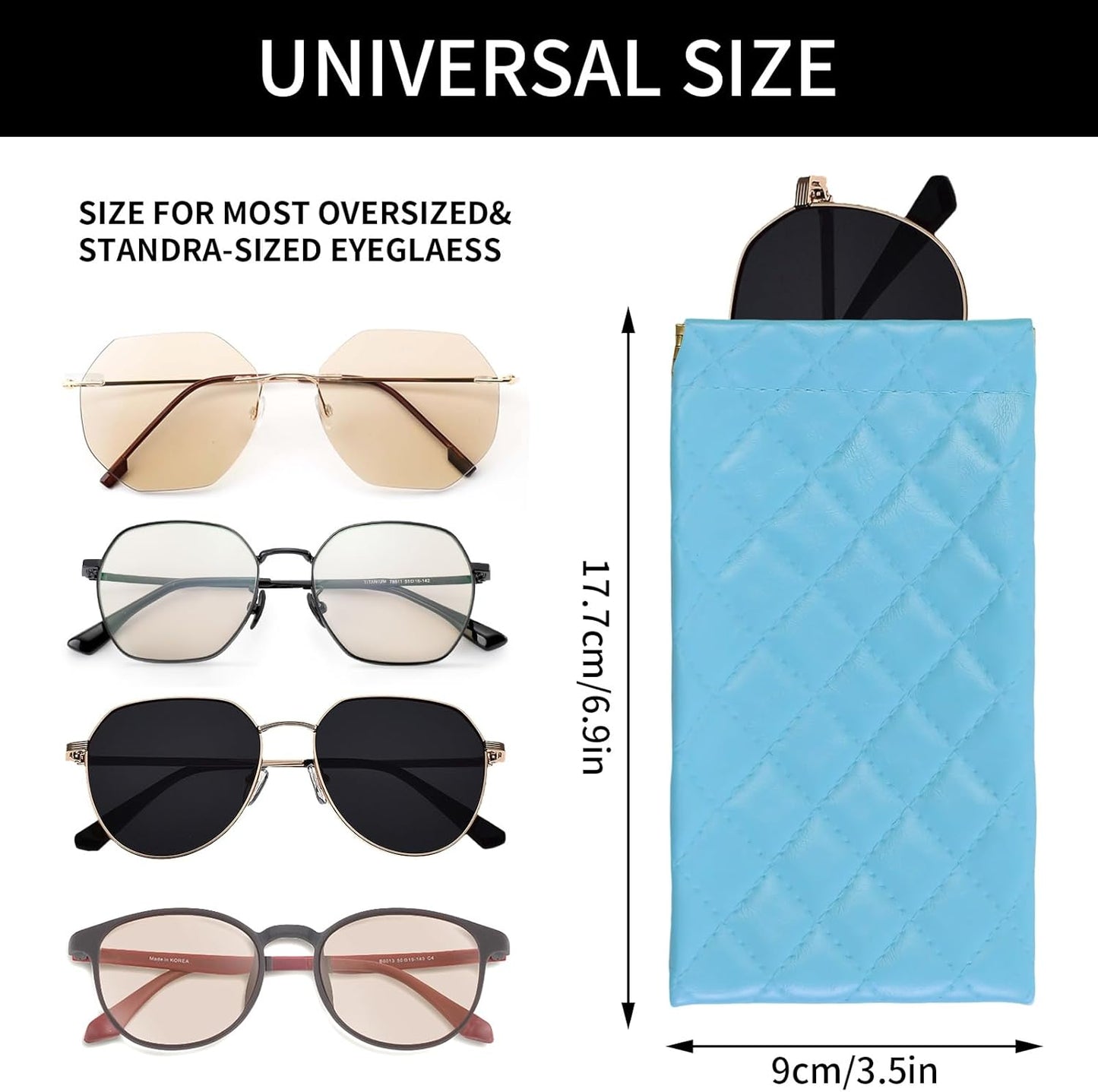 Double Eyeglass Case Soft Dual Glasses Case for Women Men Travel Squeeze Top Sunglasses Cases Eyeglasses Pouch