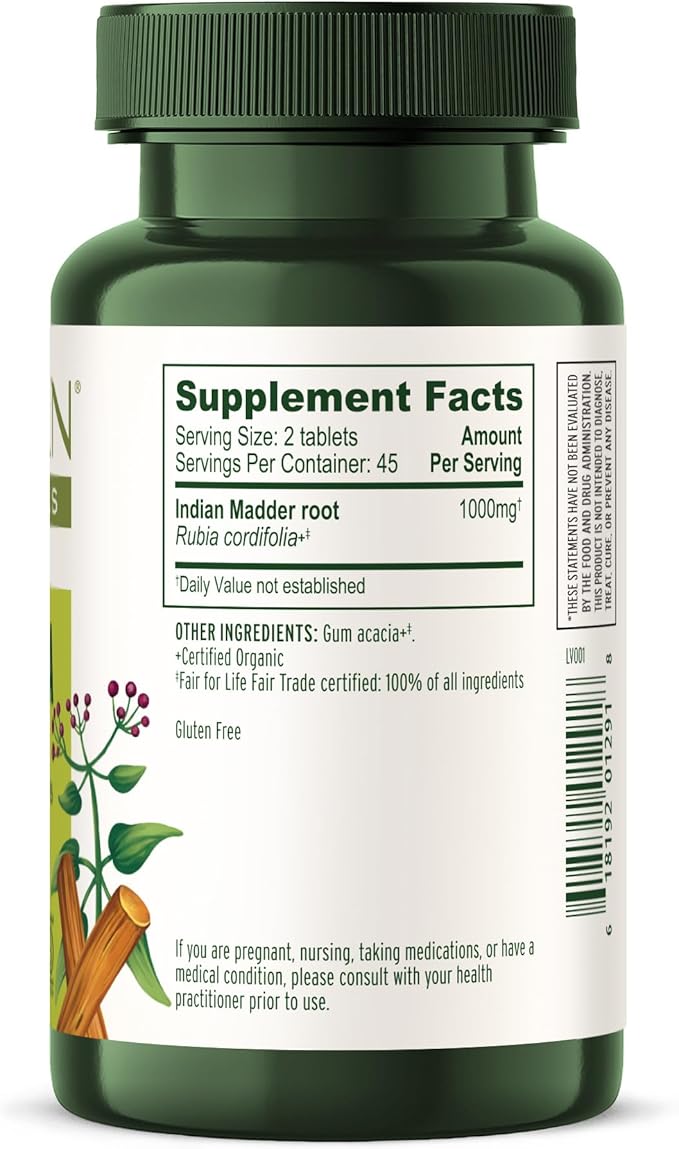 Banyan Botanicals Manjistha Tablets – Organic Skin Supplement – Natural Blood Cleanse & Healthy Lymphatic System Support* – 90 Tablets – Non-GMO Sustainably Sourced Certified Fair for Life Fair Trade