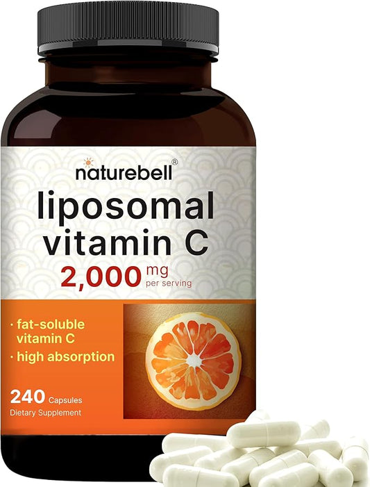 NatureBell Liposomal Vitamin C 2,000mg Per Serving, 240 Capsules | High Absorption Fat-Soluble Vitamins – Immune Support – Collagen Booster – Antioxidant Supplement – Non-GMO