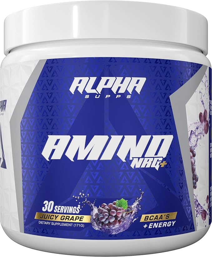 Amino NRG+ BCAA Amino Energy Recovery Powder - Hydration Blend with Electrolytes - Focus Blend for Optimal Performance Support in Men & Women (30 Servings, Juicy Grape)