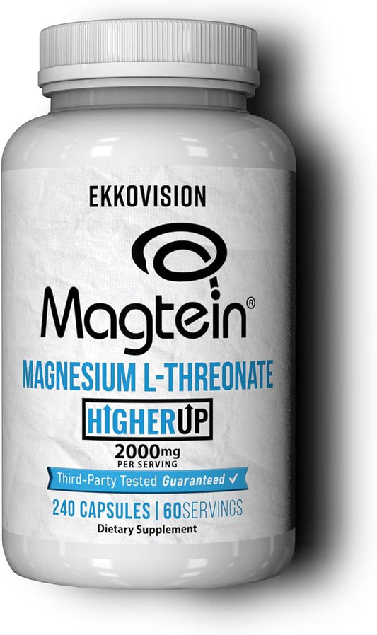 Magtein Magnesium L-Threonate, Memory & Cognitive Function Support, Magnesium Supplement with Essential Minerals for Men & Women, 2000 MG Per Serving, 240 Easy-to-Swallow Capsules