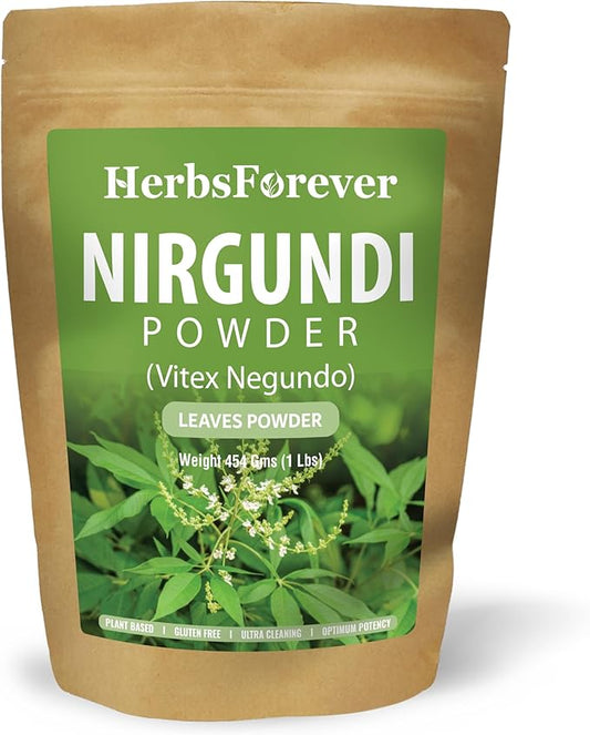 Nirgundi Powder Vitex Negundo Balancing Vata and Ushna Non GMO, Vegan 454 GMS