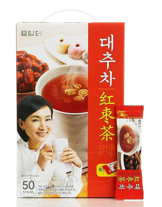 Damtuh Korean Traditional Jujube Tea Plus, Jujube Powder, Red Date Instant Tea, 15g x 50 Sticks