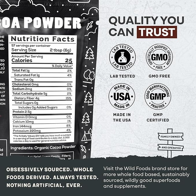 Raw Organic Cacao Powder, Handcrafted, Single-Origin, Fair Trade, Non-Alkalized Cocoa from Peru (24 ounce)