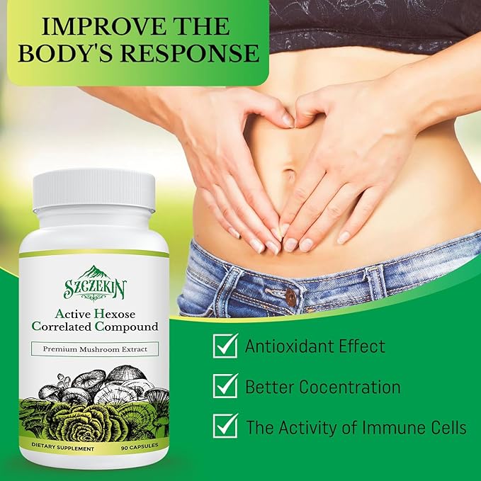 Active Hexose Correlated Compound 1500 mg Supplement, Natural 8 Mushroom Extract Supplement, Immune System, Liver Function, Natural Killer and T Cells Activity, 900 Veggie Capsules