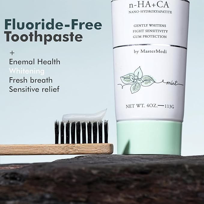 MasterMedi Nano Hydroxyapatite Toothpaste – Fluoride Free, SLS Free, for Sensitive Teeth, Whitening, Enamel Remineralization, Magic Mint, Dentist Recommended, 4 oz (Pack of 1)