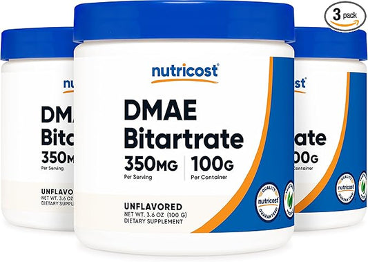 Nutricost Pure DMAE-Bitartrate Powder 100G (3 Bottles)